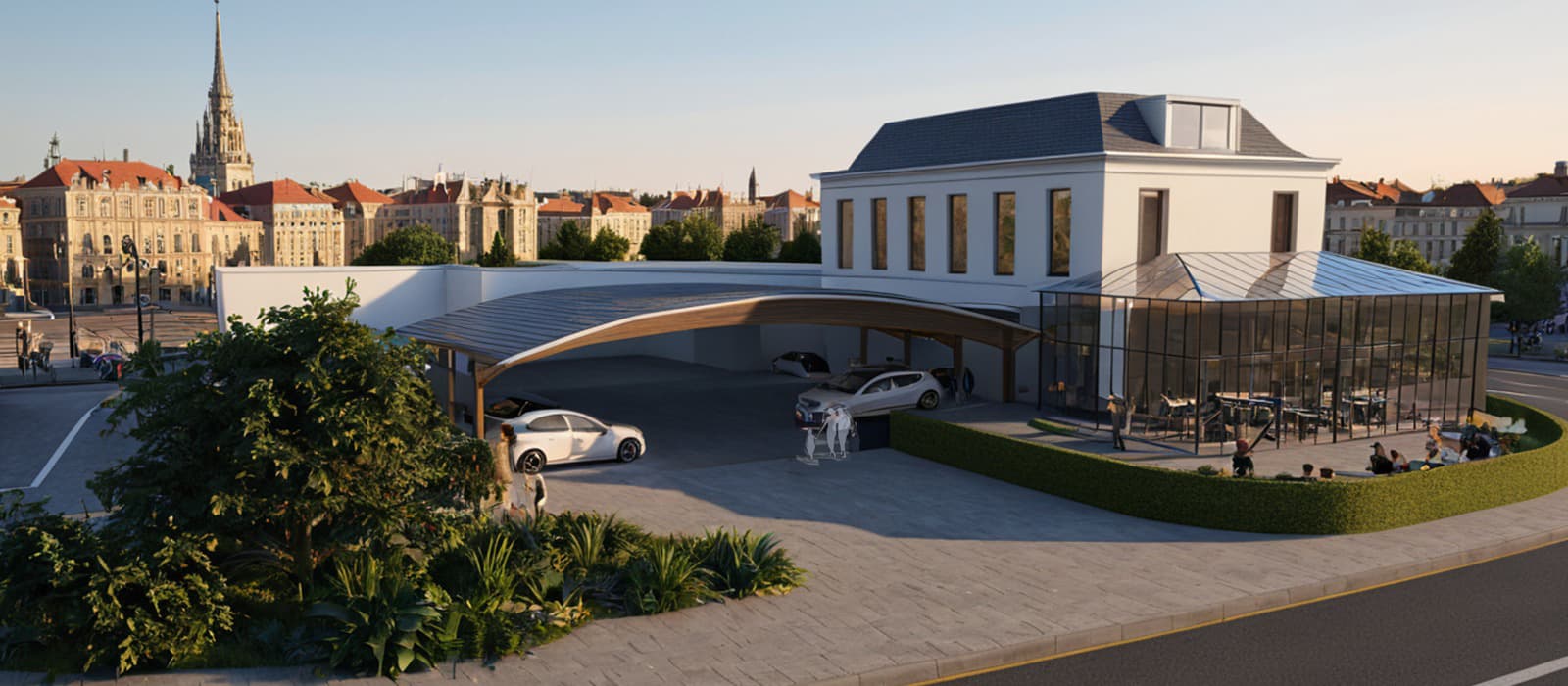 Tensevo solar canopy impression, architectural render