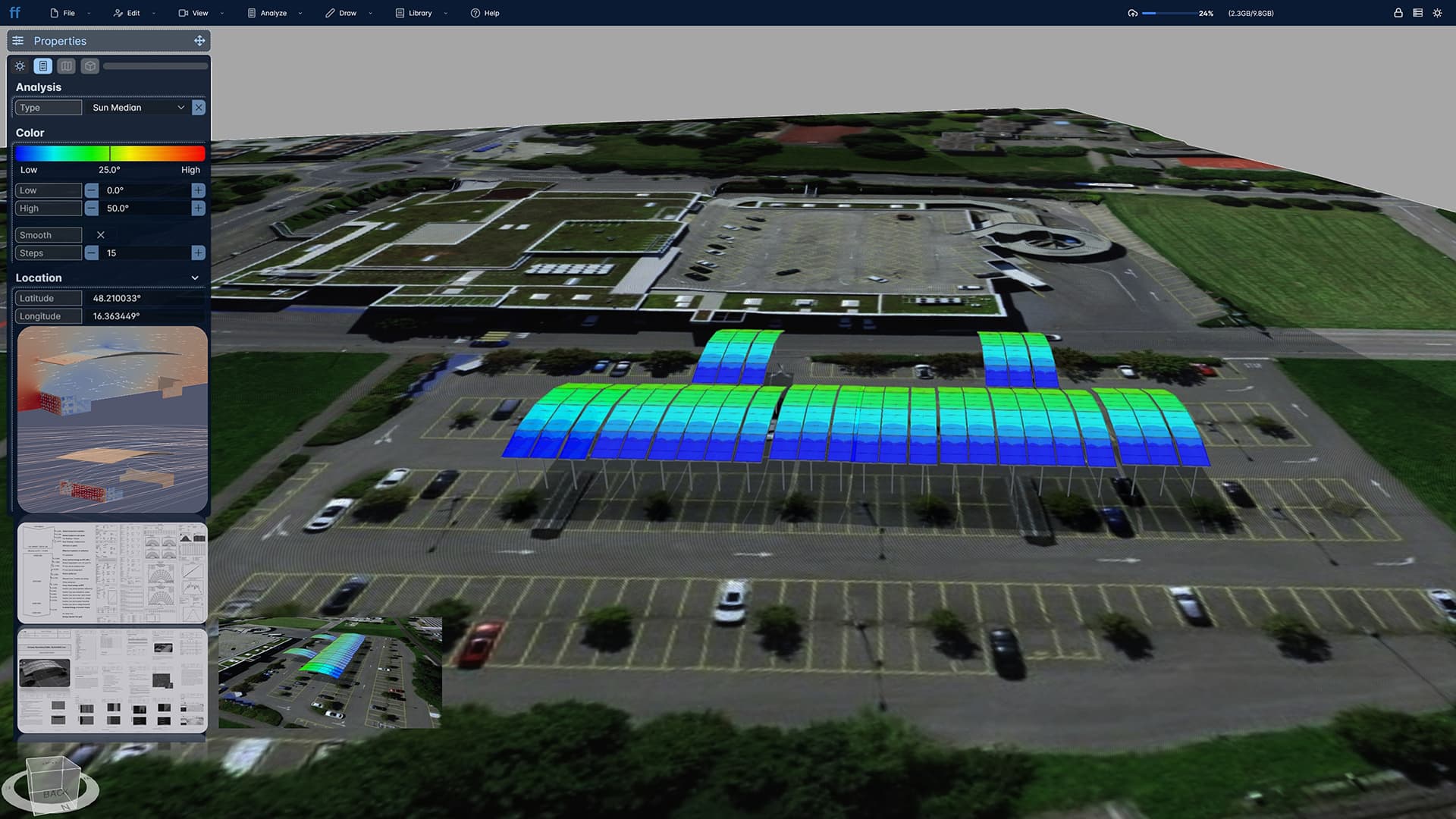 Tensevo standardised canopy system, full installation overview
