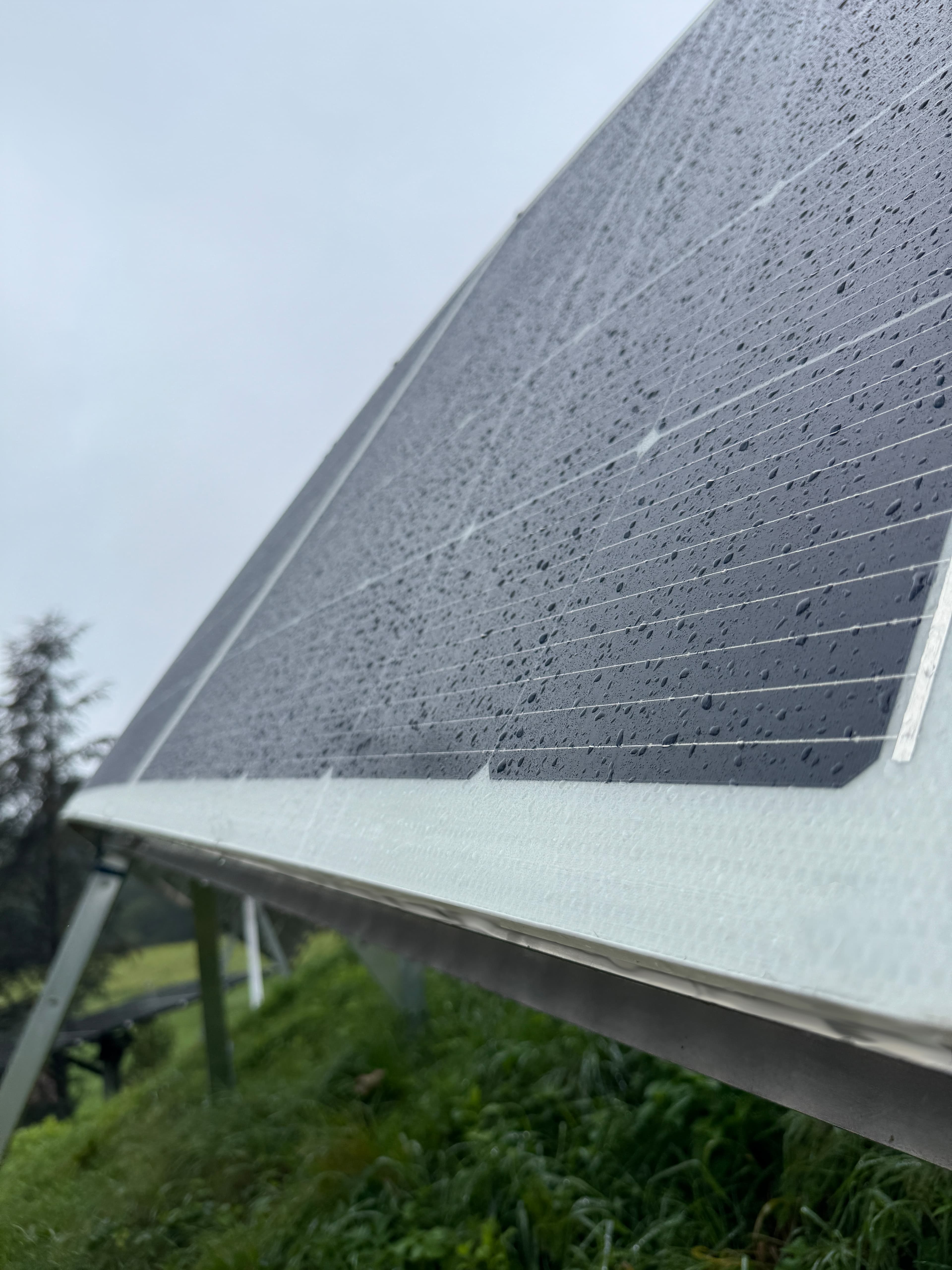 Close-up detail of Tensevo photovoltaic canopy structure